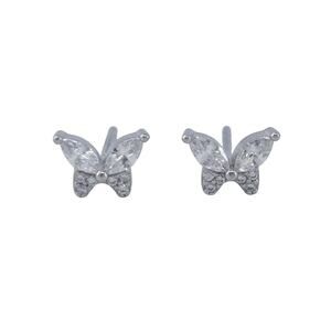 Vintage Sterling Silver 925 Cubic Zirconia Butterfly Stud Earrings